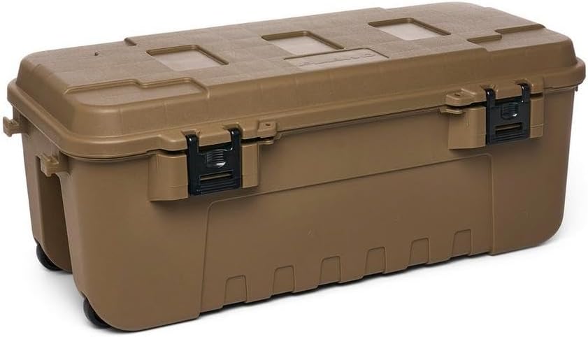 Plano Sportsman Trunk with Wheels, Black, 108-Quart, Lockable Storage Box, Rolling Sportsman Trunk, Hunting Gear and Ammunition Bin, Heavy-Duty Containers for Camping, Large