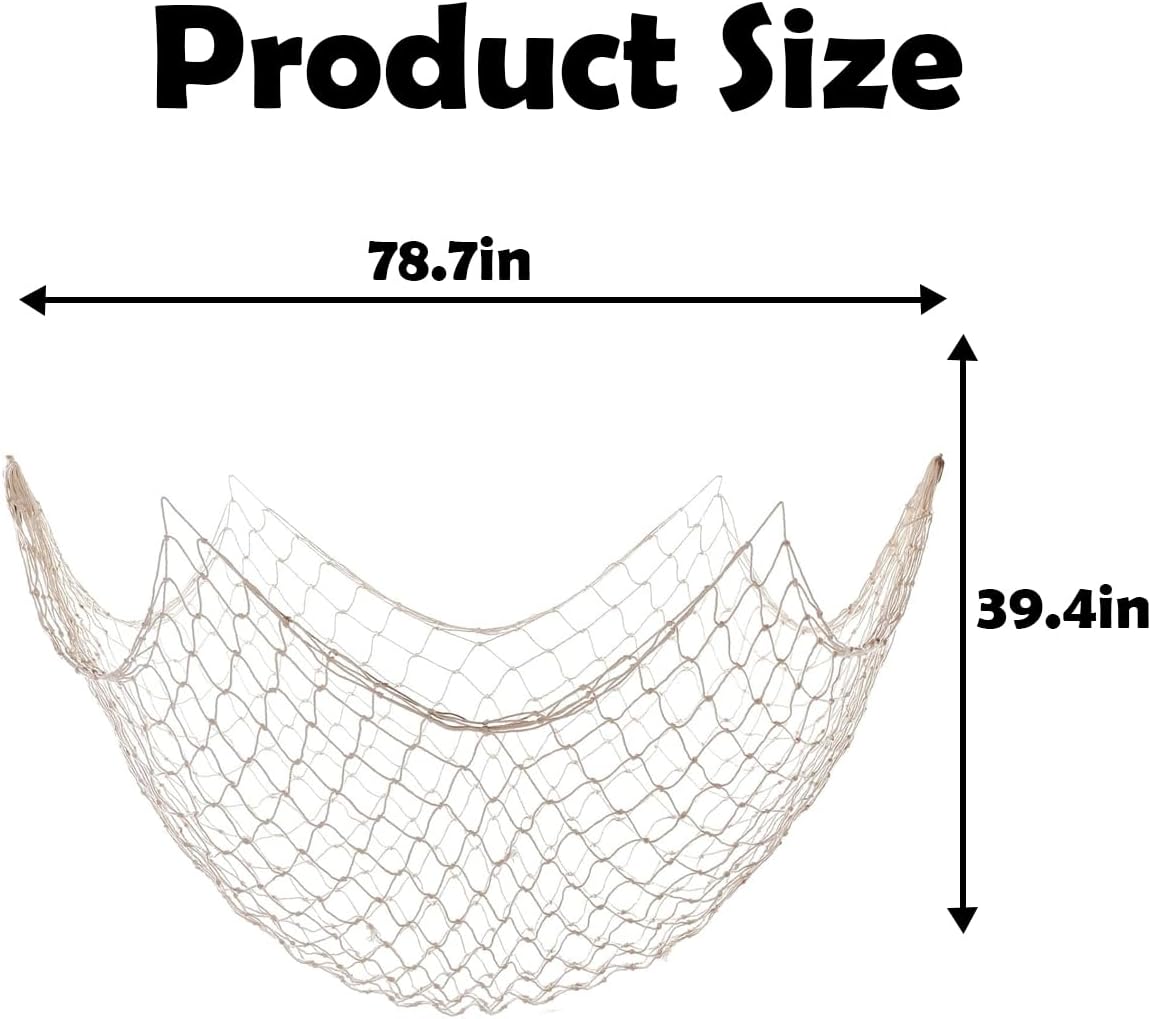 10 Pieces Natural Fish Net Ocean Themed Wall Hangings Party Decor Decoration Fish Net Decorative Party Supplies Natural Cotton Fishnet Accessory for Sea Party (Beige)