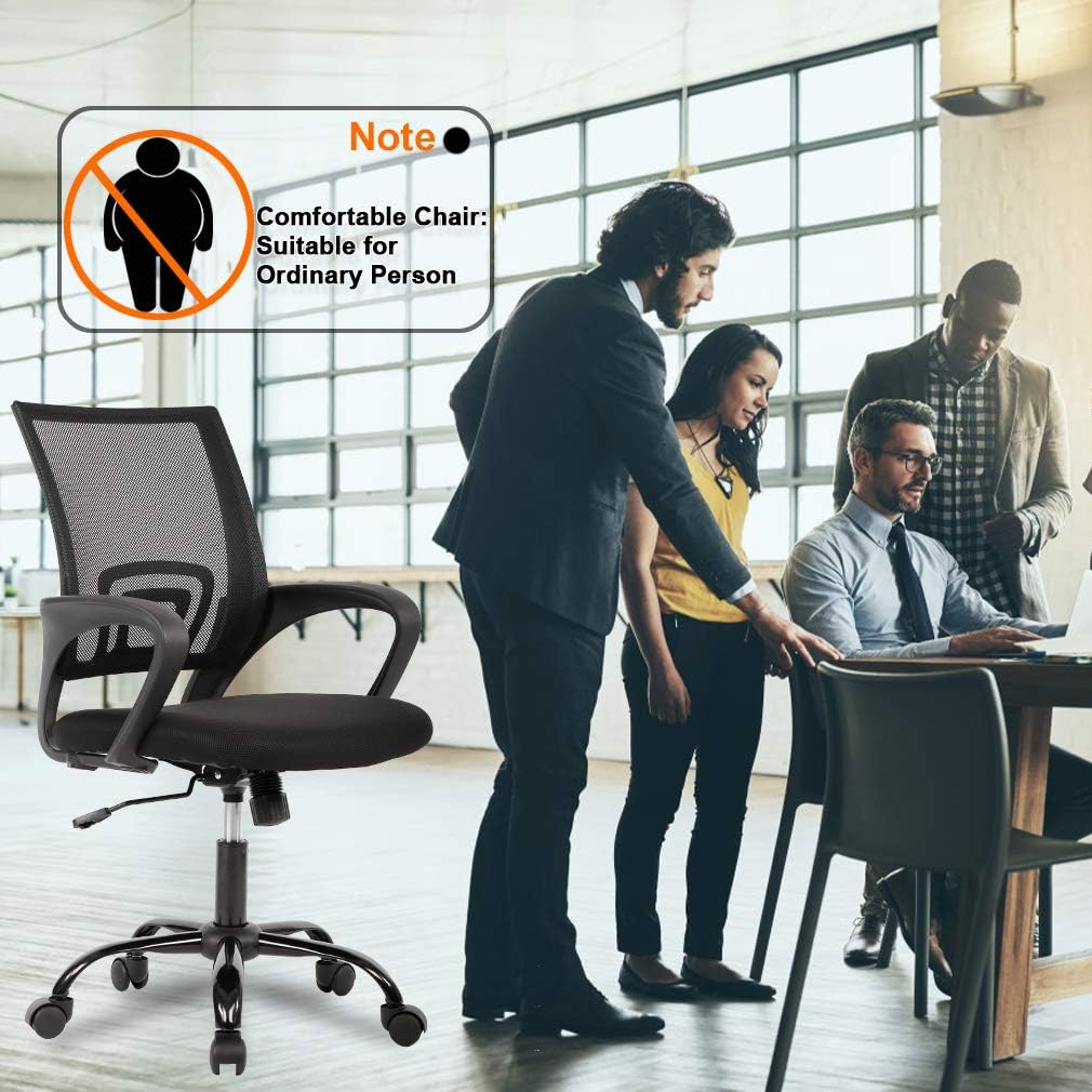 Ergonomic Office Chair Home Desk Chair Task Mesh Computer Chair Gaming with Back Lumbar Support Armrest Modern Swivel Modern Adjustable Rolling Executive Mesh Chair for Women Men (Black)