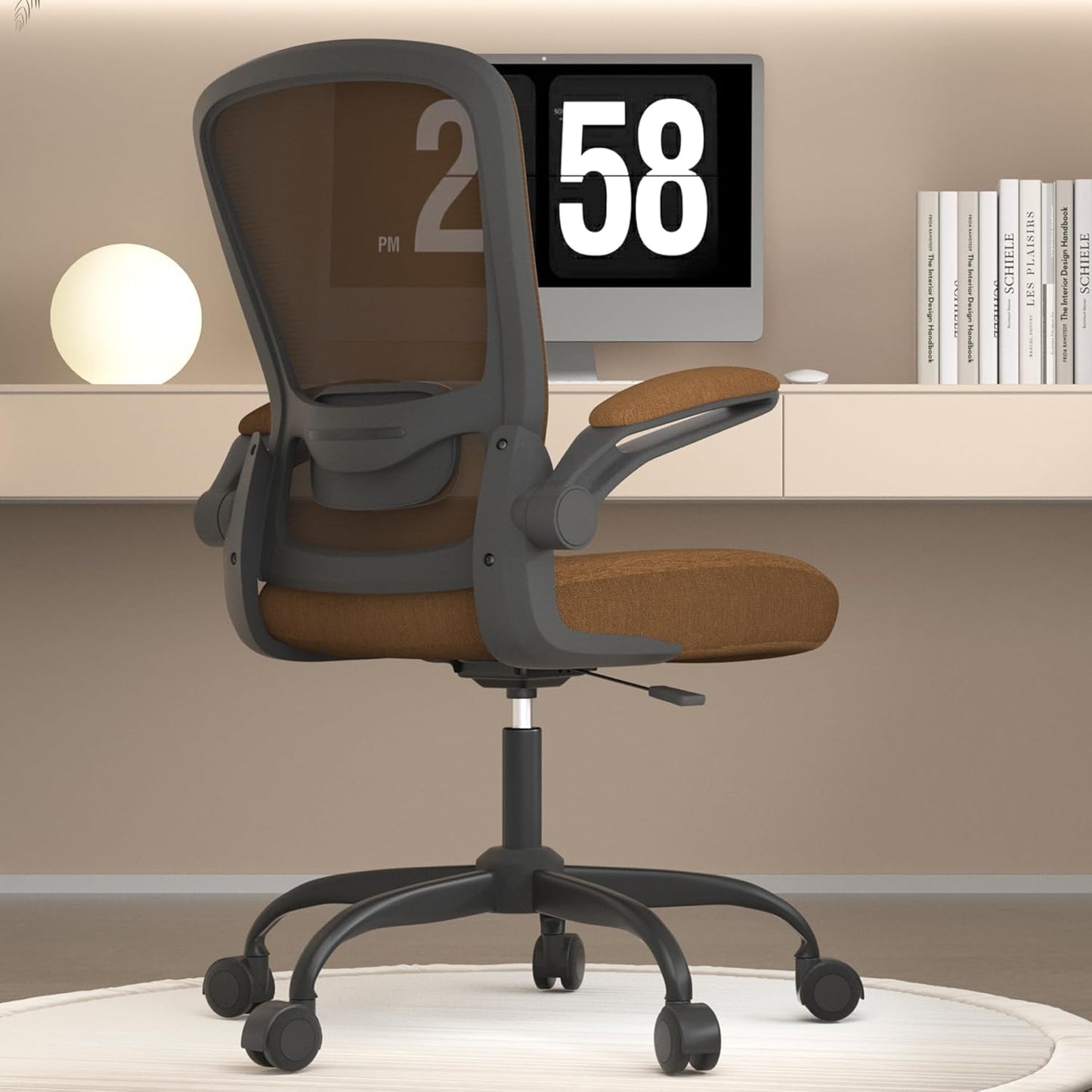 Mimoglad Ergonomic Office Chair - BIFMA Certified, Flip-up Armrests & 135° Recline, Adjustable Lumbar Support - Space-Saving Task Chair for Business/Team Office & Home (Black, 300lbs)
