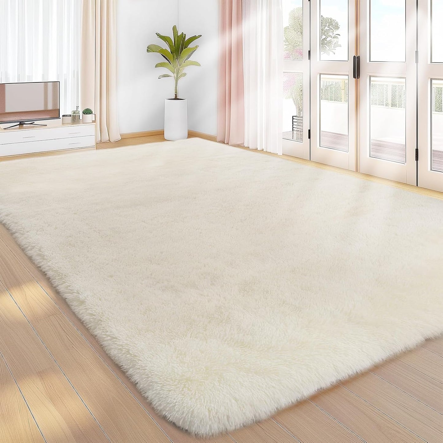 Sour Lemon 10x14 Area Rugs for Bedroom, Fluffy Rugs for Living Room, Large Area Rug Shag Shaggy Carpet Soft Plush Furry Bedside Rug, Machine Washable Area Rugs for Kids Girls Boys Home Decor Anti Slip