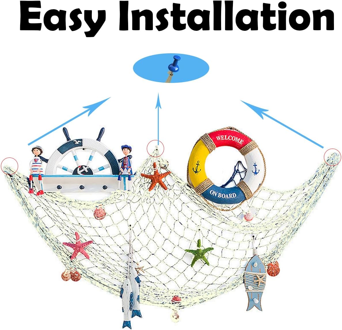 10 Pieces Natural Fish Net Ocean Themed Wall Hangings Party Decor Decoration Fish Net Decorative Party Supplies Natural Cotton Fishnet Accessory for Sea Party (Beige)