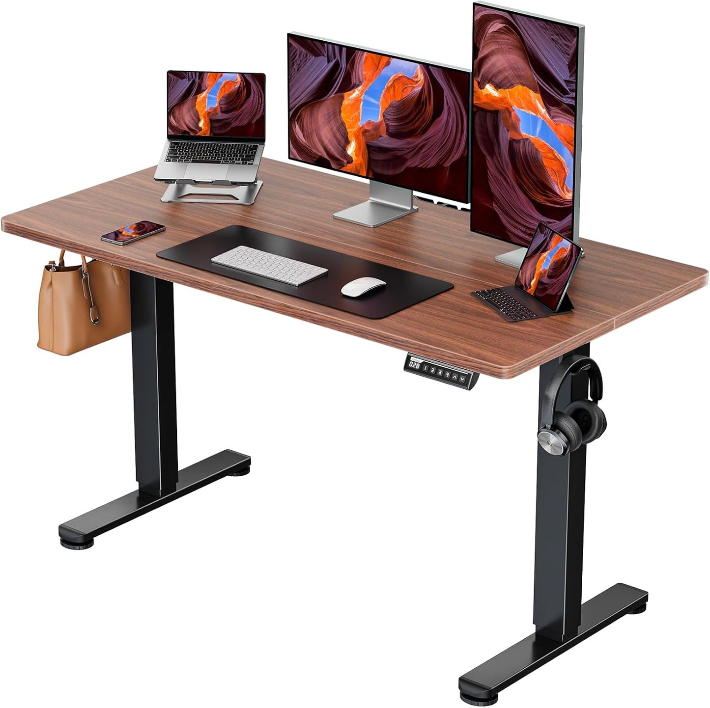 ErGear Height Adjustable Electric Standing Desk, 47.2 x 23.6 Inches Sit Stand up Desk, Memory Computer Home Office Desk with Two-Piece Desktop (Black)