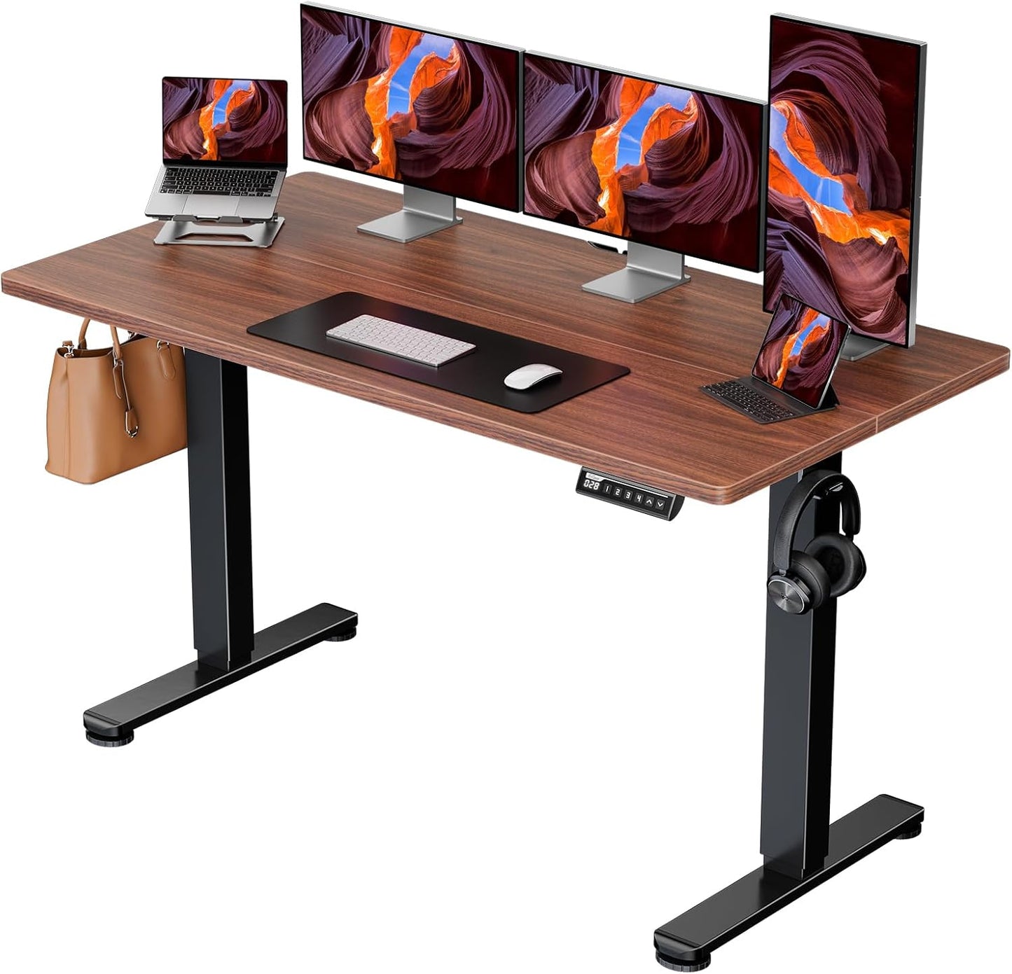 ErGear Height Adjustable Electric Standing Desk, 47.2 x 23.6 Inches Sit Stand up Desk, Memory Computer Home Office Desk with Two-Piece Desktop (Black)