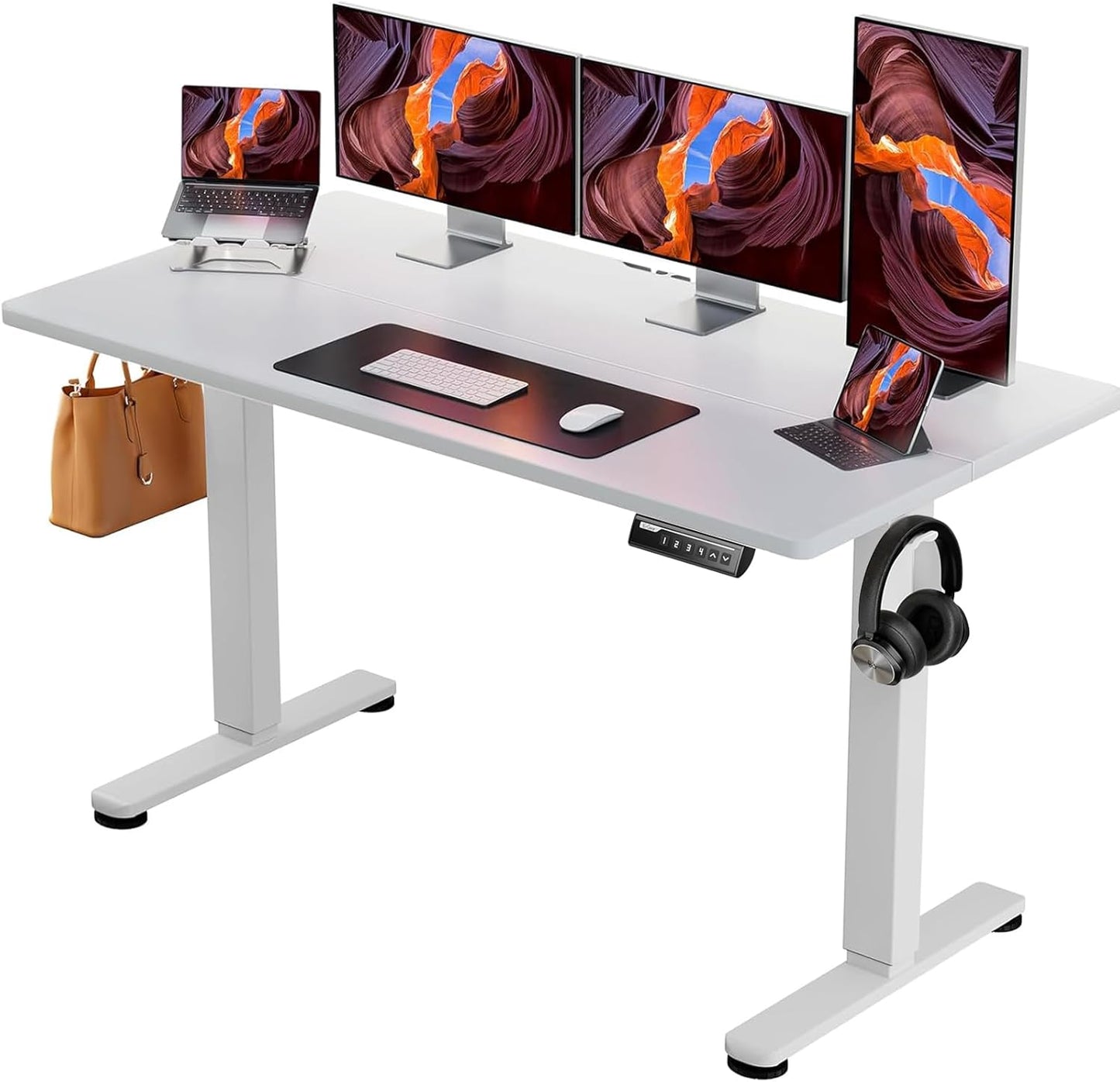 ErGear Height Adjustable Electric Standing Desk, 47.2 x 23.6 Inches Sit Stand up Desk, Memory Computer Home Office Desk with Two-Piece Desktop (Black)