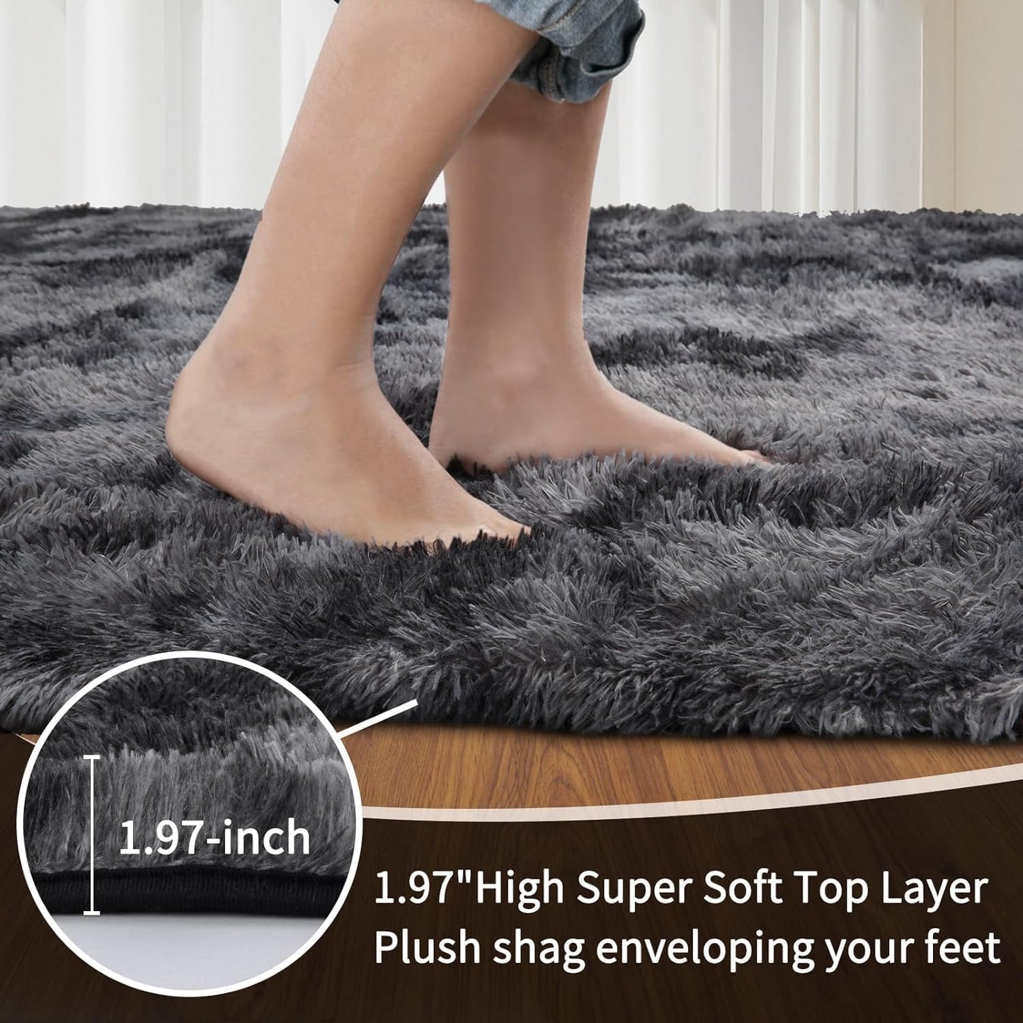 Sour Lemon 10x14 Area Rugs for Bedroom, Fluffy Rugs for Living Room, Large Area Rug Shag Shaggy Carpet Soft Plush Furry Bedside Rug, Machine Washable Area Rugs for Kids Girls Boys Home Decor Anti Slip