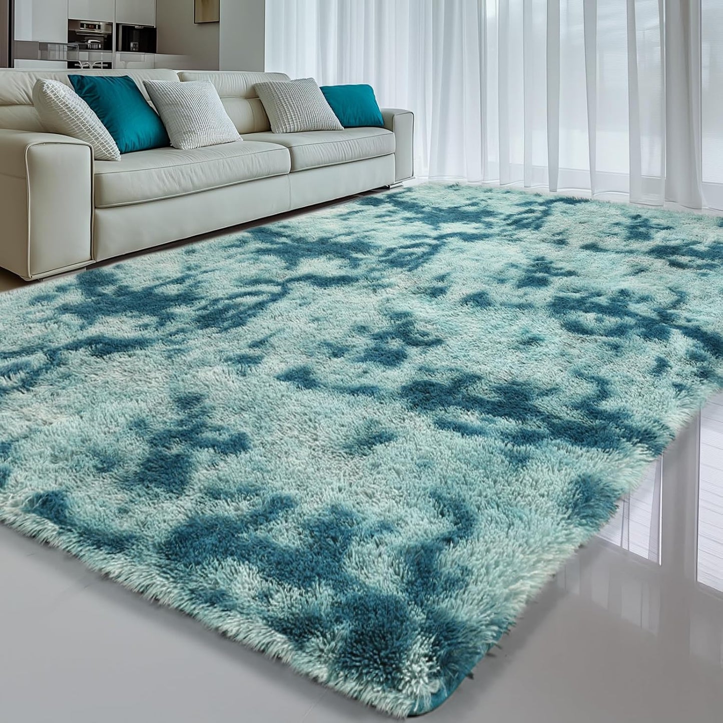 Sour Lemon 10x14 Area Rugs for Bedroom, Fluffy Rugs for Living Room, Large Area Rug Shag Shaggy Carpet Soft Plush Furry Bedside Rug, Machine Washable Area Rugs for Kids Girls Boys Home Decor Anti Slip