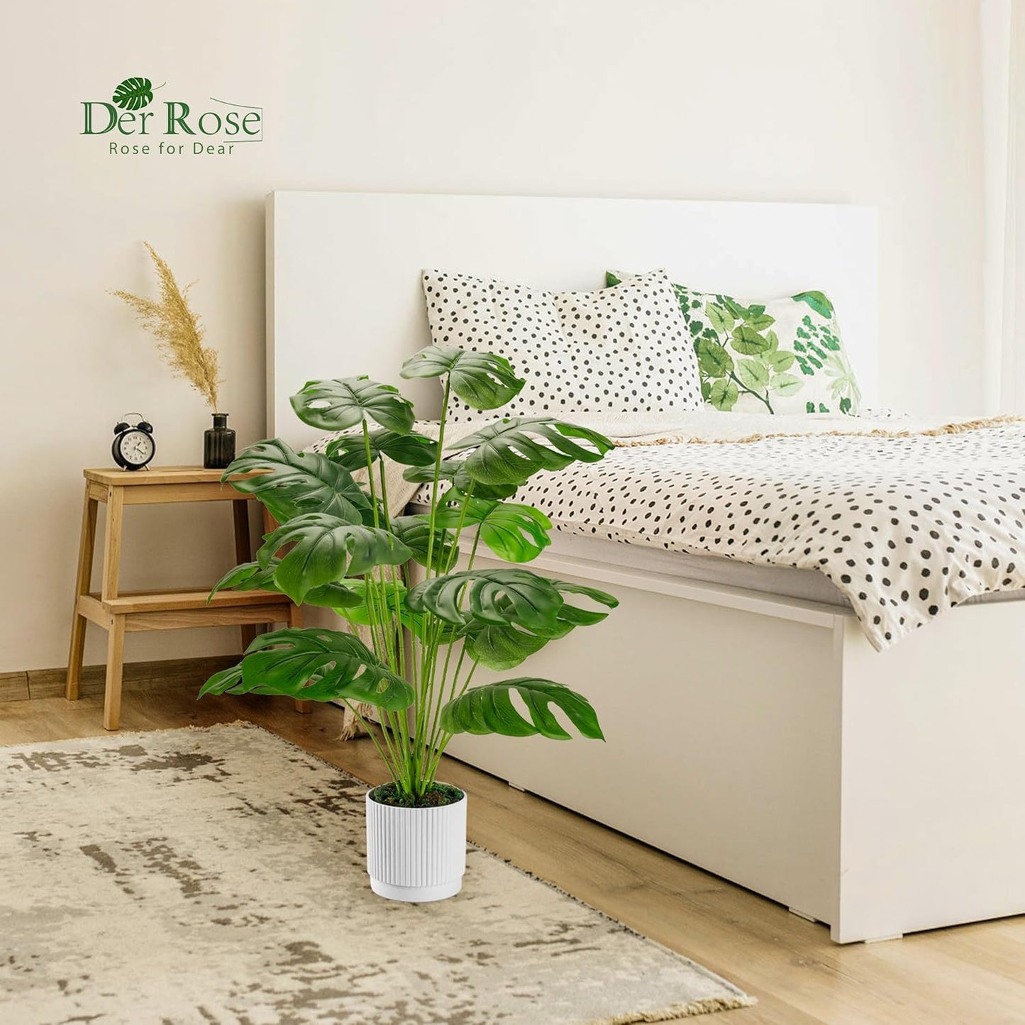 Der Rose 28" Fake Plants Large Artificial Monstera Faux Potted Plants Indoor Tall for Outdoor Floor Front Porch Tree Decor