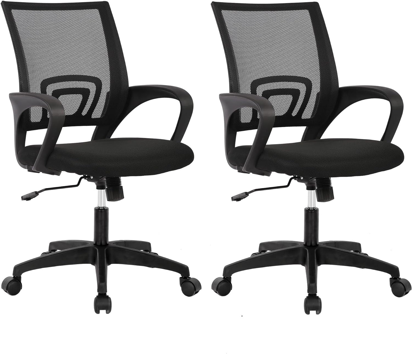 Home Office Chair Ergonomic Desk Chair Mesh Computer Chair with Lumbar Support Armrest Executive Rolling Swivel Adjustable Mid Back Task Chair for Women Adults, Black