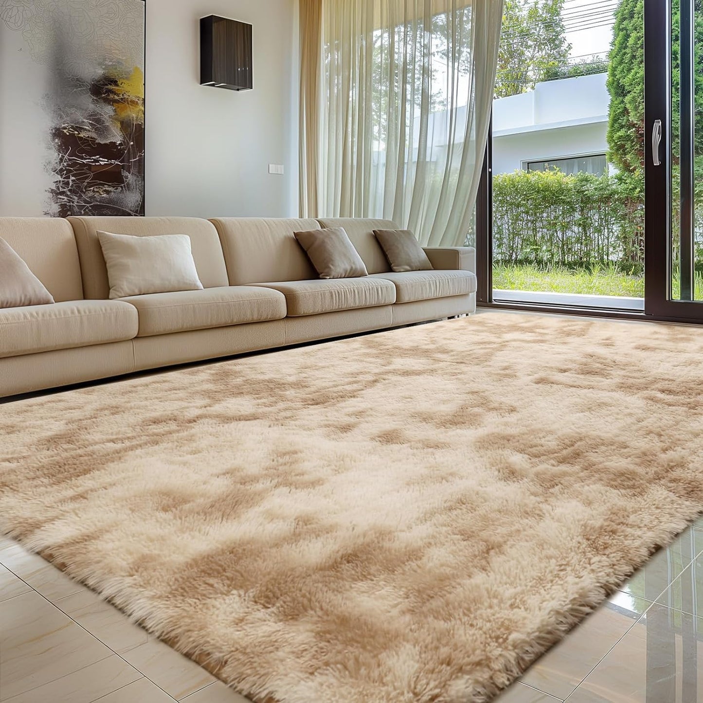 Sour Lemon 10x14 Area Rugs for Bedroom, Fluffy Rugs for Living Room, Large Area Rug Shag Shaggy Carpet Soft Plush Furry Bedside Rug, Machine Washable Area Rugs for Kids Girls Boys Home Decor Anti Slip