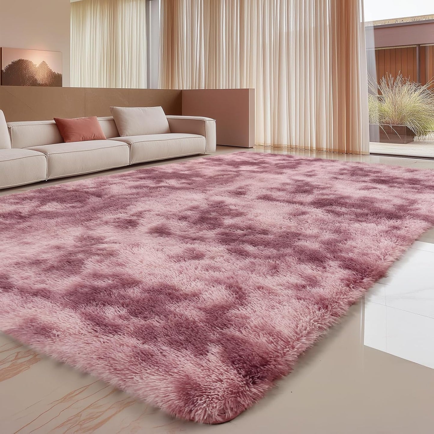 Sour Lemon 10x14 Area Rugs for Bedroom, Fluffy Rugs for Living Room, Large Area Rug Shag Shaggy Carpet Soft Plush Furry Bedside Rug, Machine Washable Area Rugs for Kids Girls Boys Home Decor Anti Slip