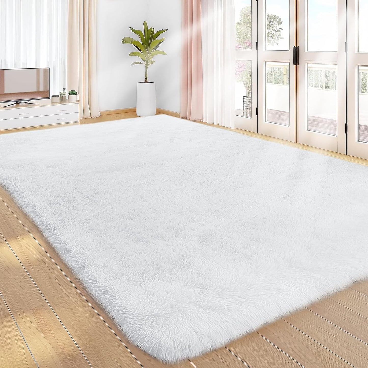 Sour Lemon 10x14 Area Rugs for Bedroom, Fluffy Rugs for Living Room, Large Area Rug Shag Shaggy Carpet Soft Plush Furry Bedside Rug, Machine Washable Area Rugs for Kids Girls Boys Home Decor Anti Slip