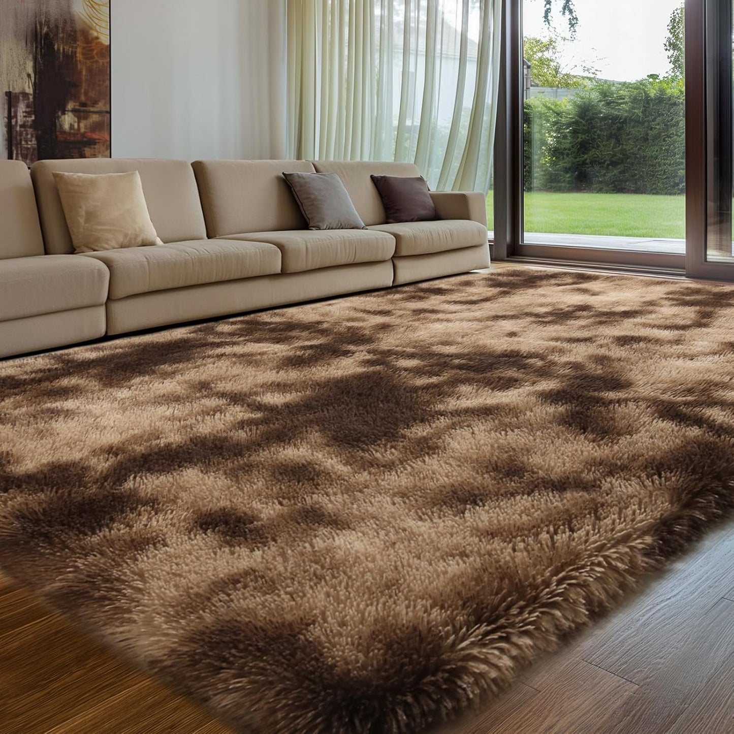 Sour Lemon 10x14 Area Rugs for Bedroom, Fluffy Rugs for Living Room, Large Area Rug Shag Shaggy Carpet Soft Plush Furry Bedside Rug, Machine Washable Area Rugs for Kids Girls Boys Home Decor Anti Slip