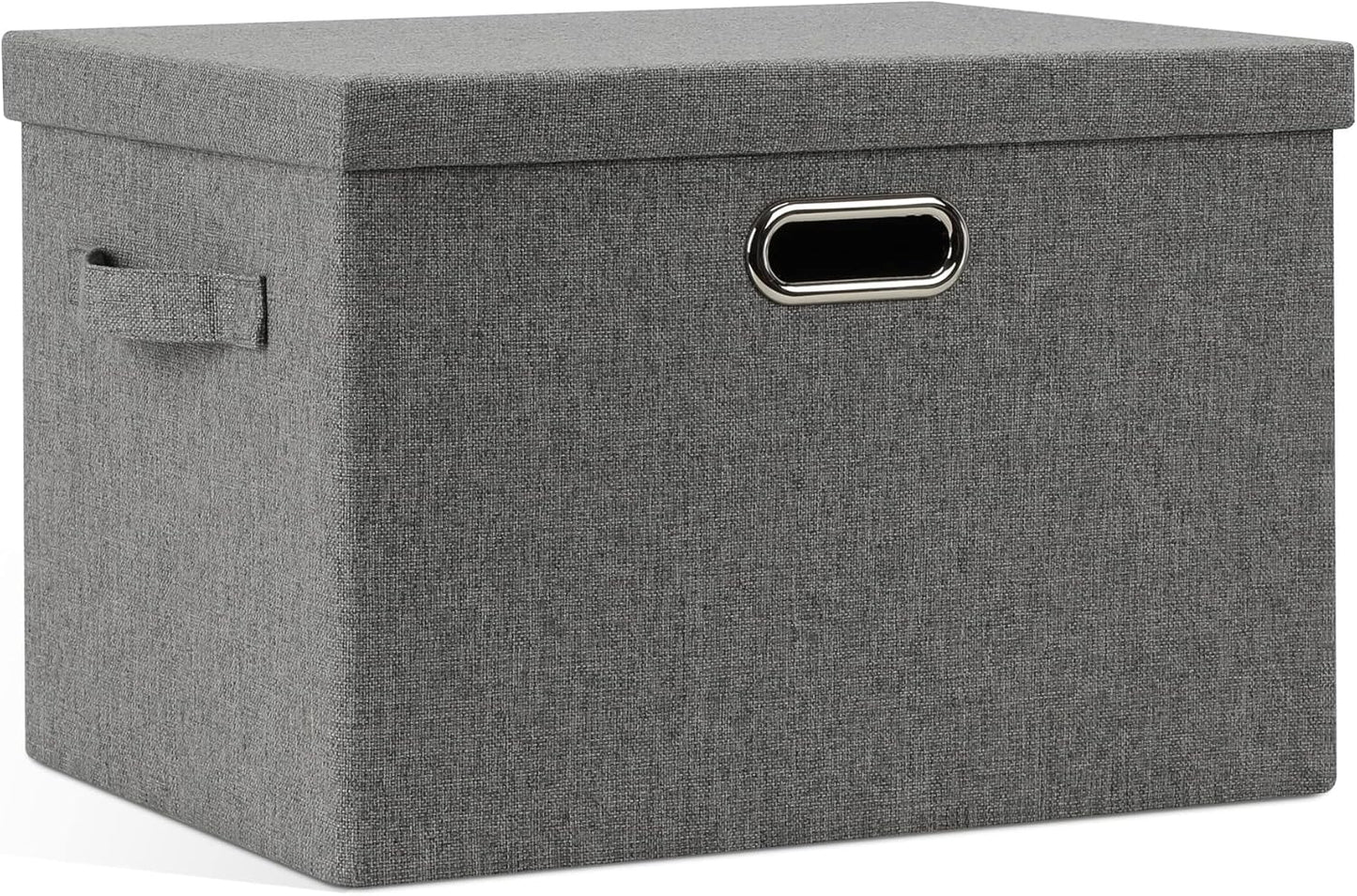 Large 17" 36 Quart Collapsible Stackable Storage Bins with Lids, 3 Packs Beige Linen Fabric Closet Boxes with Lids, Storage Cube Baskets Container Organizers for Bedroom Office(17 x12 x11)