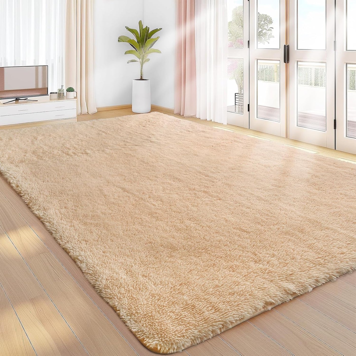 Sour Lemon 10x14 Area Rugs for Bedroom, Fluffy Rugs for Living Room, Large Area Rug Shag Shaggy Carpet Soft Plush Furry Bedside Rug, Machine Washable Area Rugs for Kids Girls Boys Home Decor Anti Slip