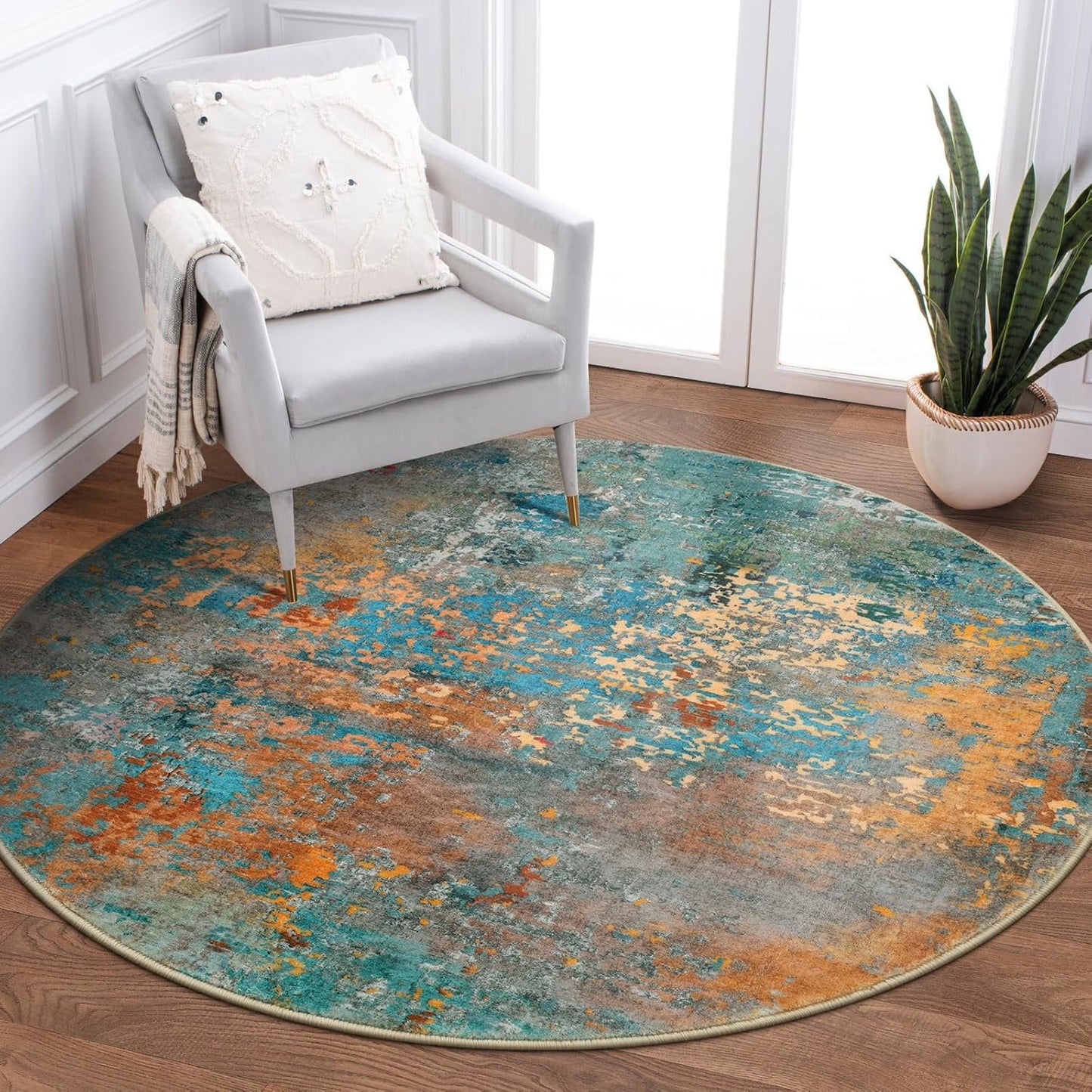 Lahome Modern Abstract Living Room Rug 8x10, Washable 8x10 Area Rugs for Bedroom Stain Resistant Non Slip, Large Red Soft Indoor Carpet for Dining Room Table Home Decor