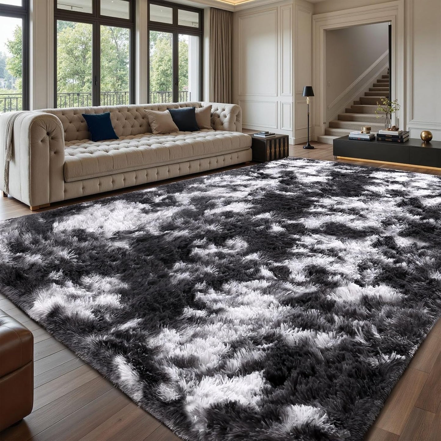 Sour Lemon 10x14 Area Rugs for Bedroom, Fluffy Rugs for Living Room, Large Area Rug Shag Shaggy Carpet Soft Plush Furry Bedside Rug, Machine Washable Area Rugs for Kids Girls Boys Home Decor Anti Slip