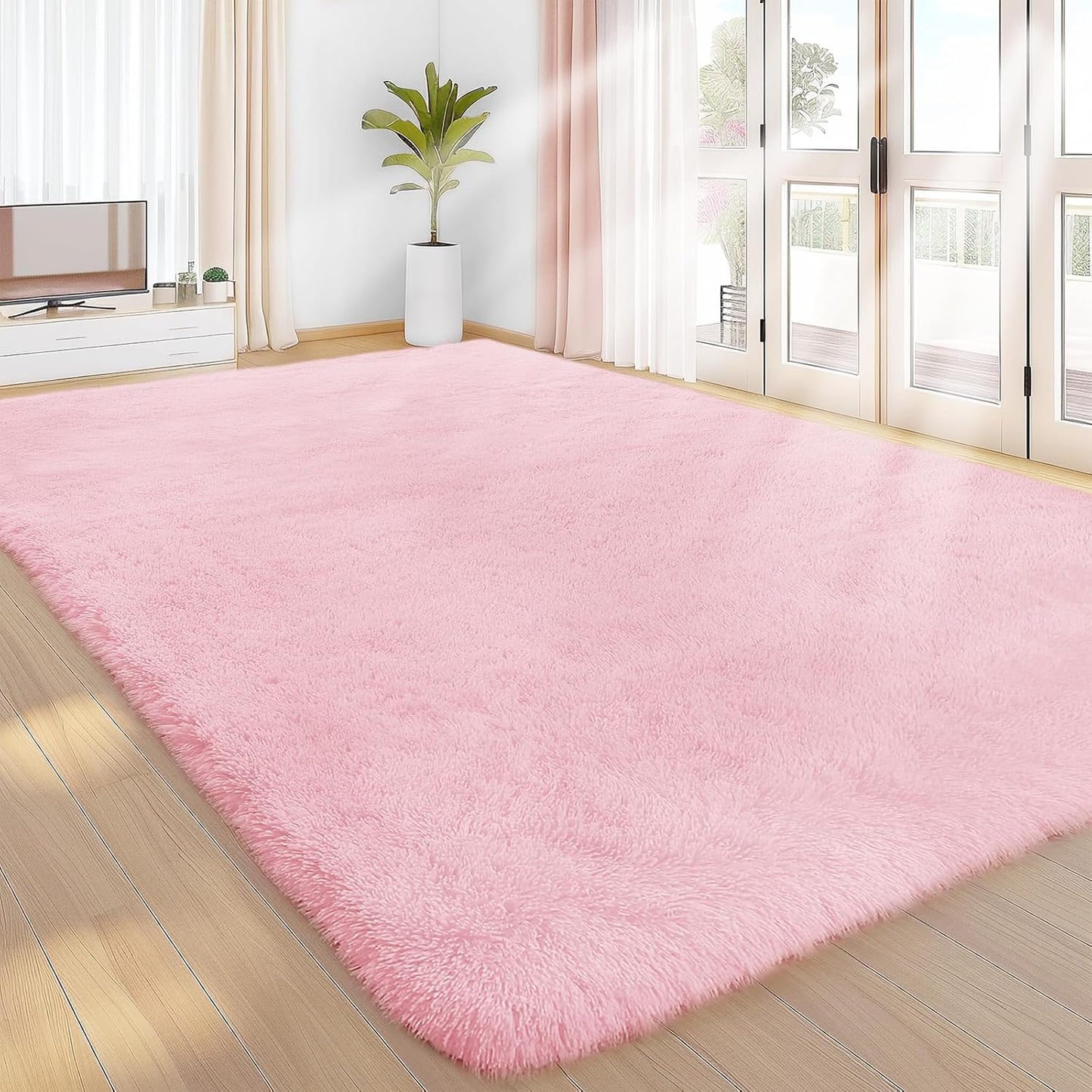 Sour Lemon 10x14 Area Rugs for Bedroom, Fluffy Rugs for Living Room, Large Area Rug Shag Shaggy Carpet Soft Plush Furry Bedside Rug, Machine Washable Area Rugs for Kids Girls Boys Home Decor Anti Slip