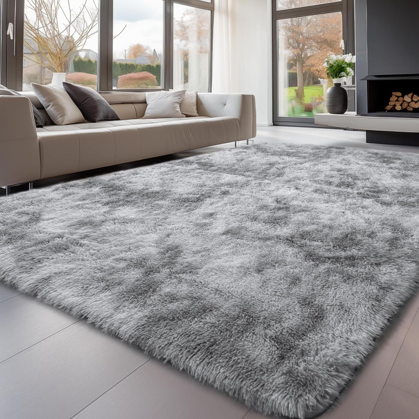 Sour Lemon 10x14 Area Rugs for Bedroom, Fluffy Rugs for Living Room, Large Area Rug Shag Shaggy Carpet Soft Plush Furry Bedside Rug, Machine Washable Area Rugs for Kids Girls Boys Home Decor Anti Slip
