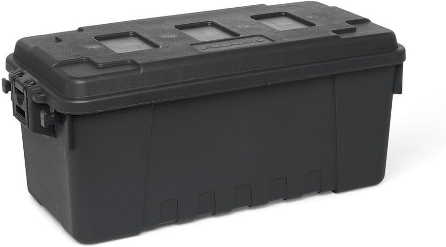 Plano Sportsman Trunk with Wheels, Black, 108-Quart, Lockable Storage Box, Rolling Sportsman Trunk, Hunting Gear and Ammunition Bin, Heavy-Duty Containers for Camping, Large