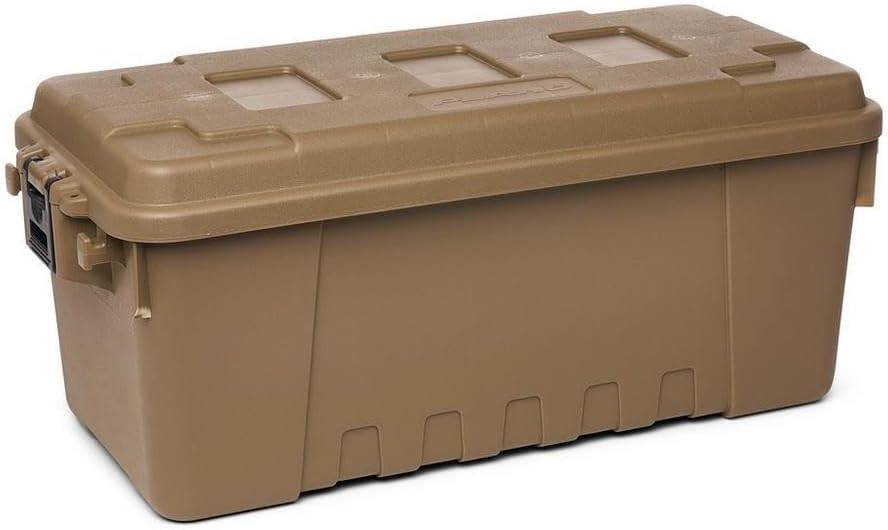 Plano Sportsman Trunk with Wheels, Black, 108-Quart, Lockable Storage Box, Rolling Sportsman Trunk, Hunting Gear and Ammunition Bin, Heavy-Duty Containers for Camping, Large