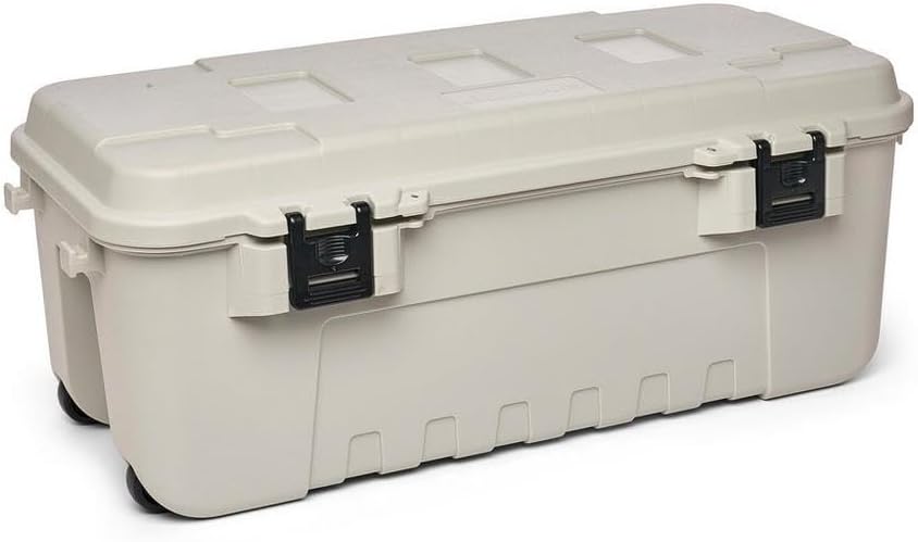 Plano Sportsman Trunk with Wheels, Black, 108-Quart, Lockable Storage Box, Rolling Sportsman Trunk, Hunting Gear and Ammunition Bin, Heavy-Duty Containers for Camping, Large
