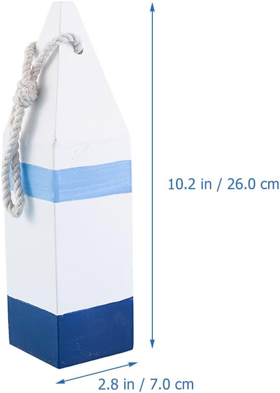 DECHOUS 4Pcs Wooden Buoy Decor: Decorative Buoys with Rope Nautical Wall Hanging Decor - Blue White Mediterranean Ornament for Coastal Home Living Room Bathroom - 10 Inch