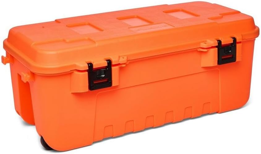 Plano Sportsman Trunk with Wheels, Black, 108-Quart, Lockable Storage Box, Rolling Sportsman Trunk, Hunting Gear and Ammunition Bin, Heavy-Duty Containers for Camping, Large