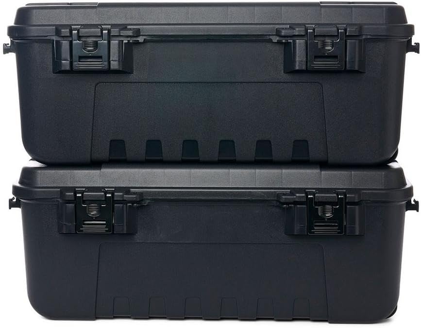 Plano Sportsman Trunk with Wheels, Black, 108-Quart, Lockable Storage Box, Rolling Sportsman Trunk, Hunting Gear and Ammunition Bin, Heavy-Duty Containers for Camping, Large