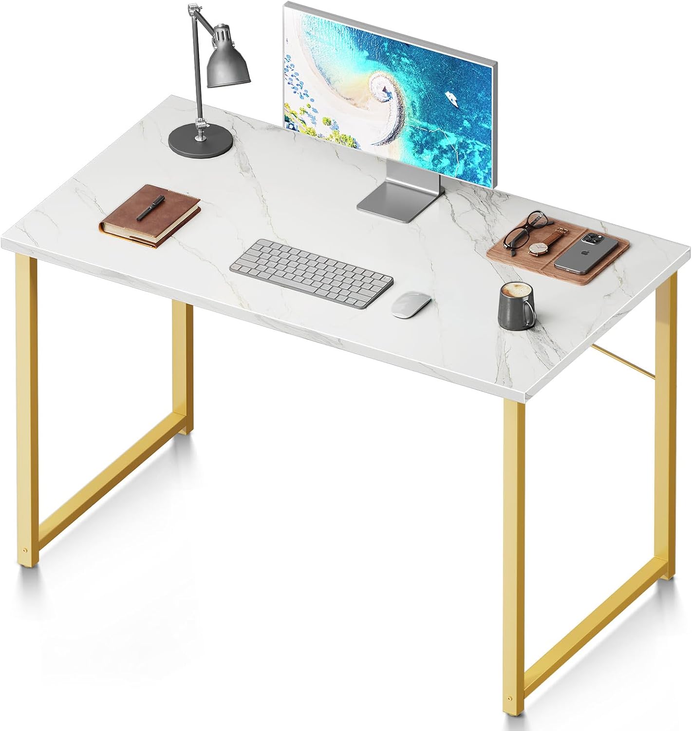 Coleshome 48 Inch Computer Desk, Modern Simple Style Desk for Home Office, Study Student Writing Desk, Vintage
