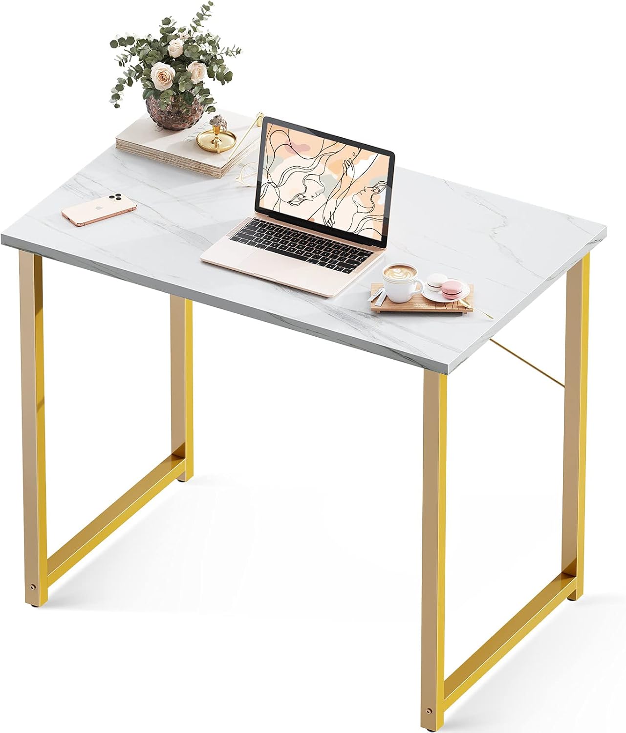 Coleshome 48 Inch Computer Desk, Modern Simple Style Desk for Home Office, Study Student Writing Desk, Vintage