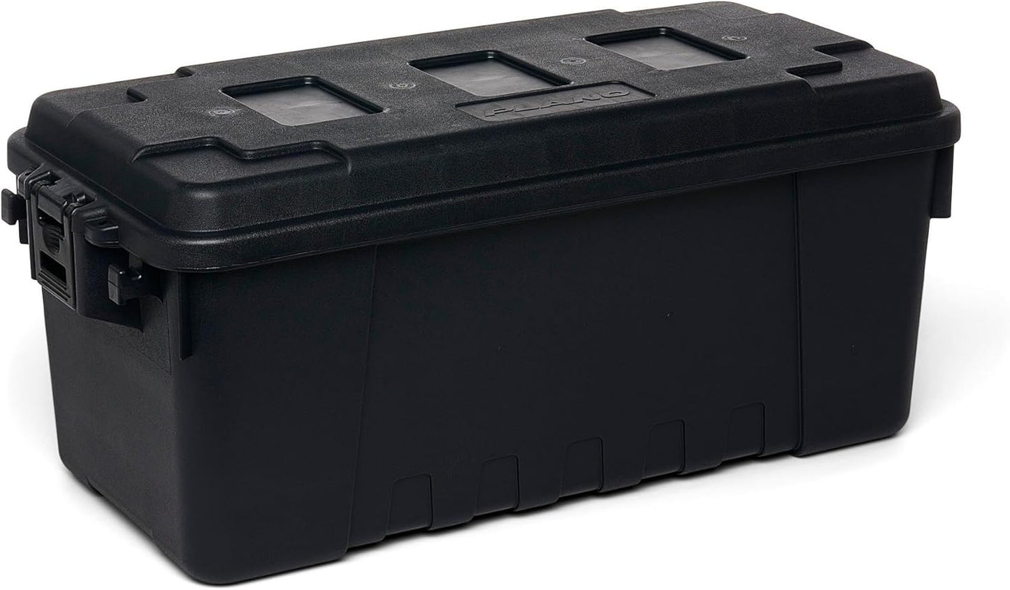 Plano Sportsman Trunk with Wheels, Black, 108-Quart, Lockable Storage Box, Rolling Sportsman Trunk, Hunting Gear and Ammunition Bin, Heavy-Duty Containers for Camping, Large