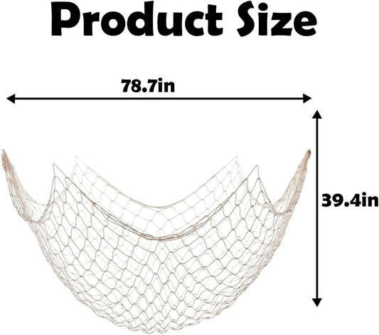 10 Pieces Natural Fish Net Ocean Themed Wall Hangings Party Decor Decoration Fish Net Decorative Party Supplies Natural Cotton Fishnet Accessory for Sea Party (Beige)