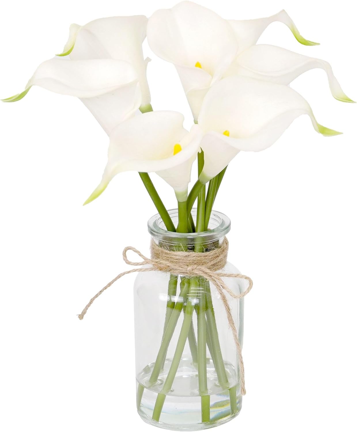 Artificial Eucalyptus Stems in Glass Vase with Faux Water,3Pcs Fake Plant with Double-Sided Green Leaves for Centerpiece(Double-Sided Green Eucalyptus)