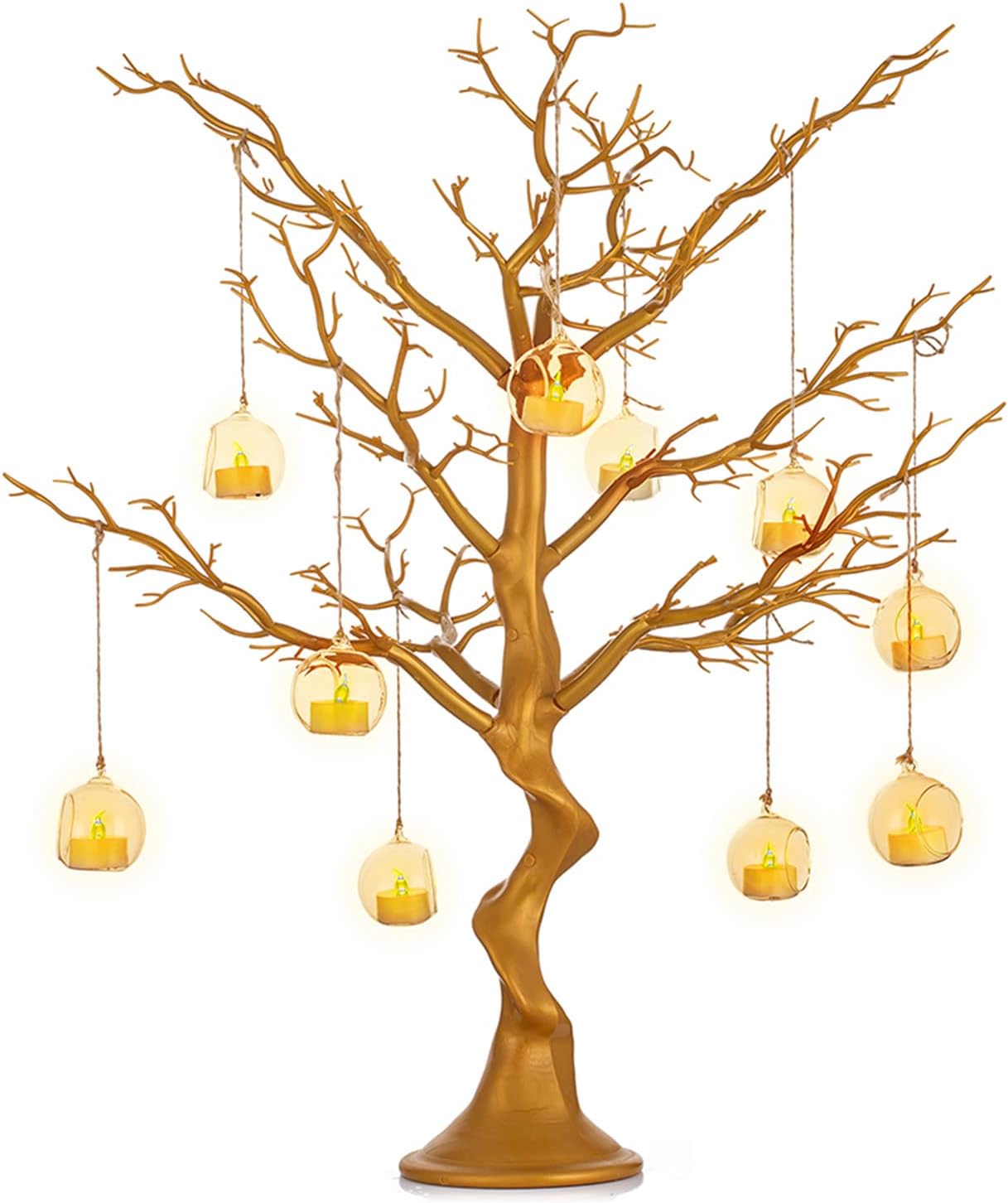 Nuptio Gold Christmas Tree Branch Artificial 22.8 inch Tall Manzanita Tree Centerpiece Wedding Centerpieces for Tables, Decorative Ornament Display Tree Branches for Decoration Weddings (1 Pc)