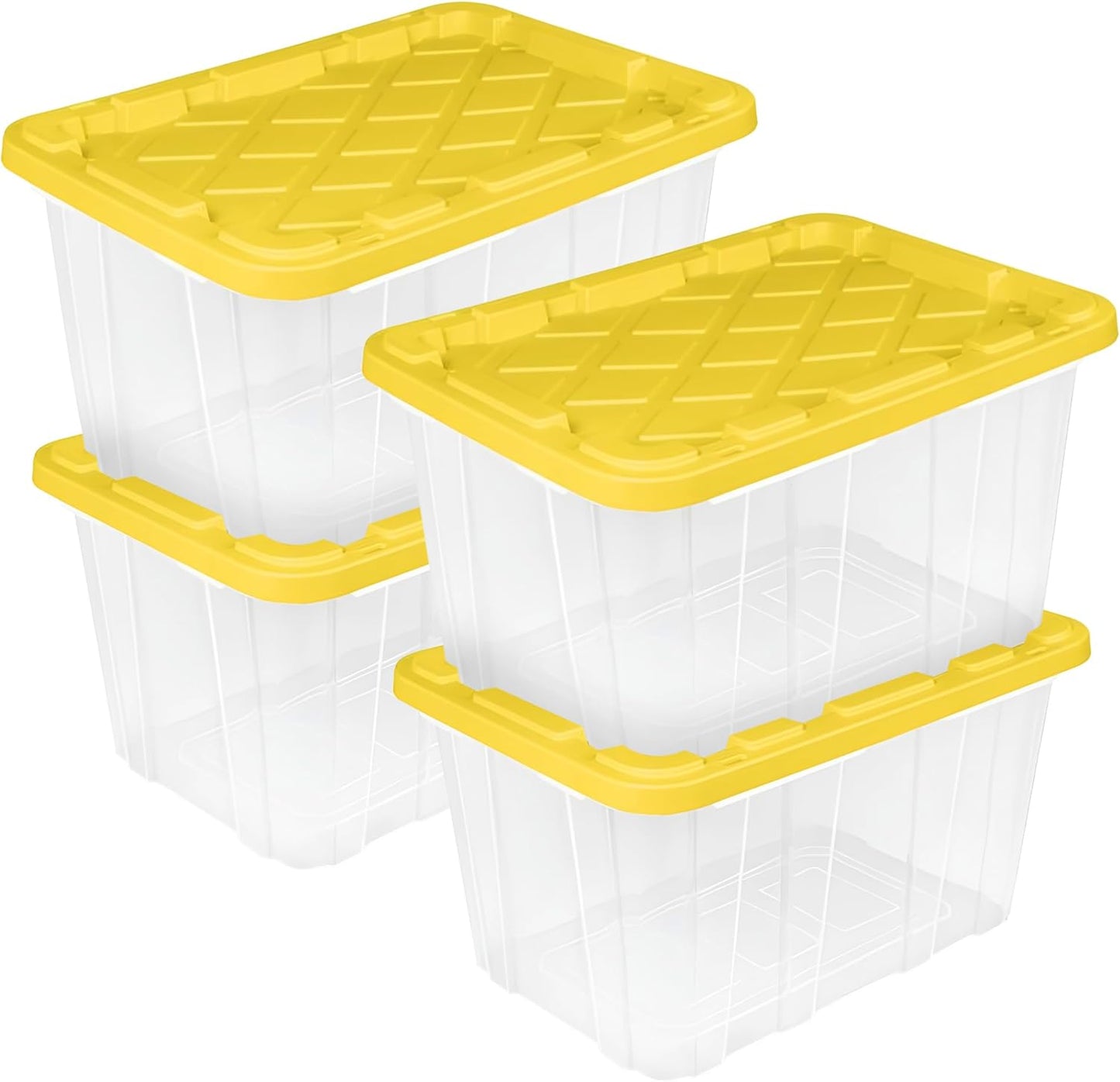 Sterilite 6-Pack Industrial Tote, Plastic Storage Container Bins with Lids, 27 Gallon - Heavy-Duty Organizing Containers for Closet, Bathroom, and Office