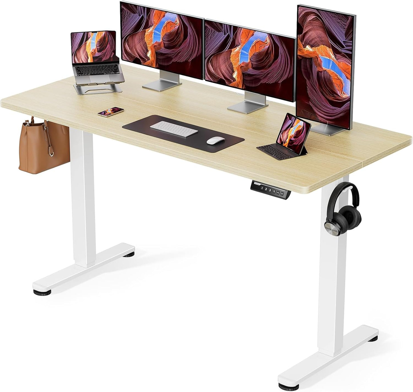 ErGear Height Adjustable Electric Standing Desk, 47.2 x 23.6 Inches Sit Stand up Desk, Memory Computer Home Office Desk with Two-Piece Desktop (Black)