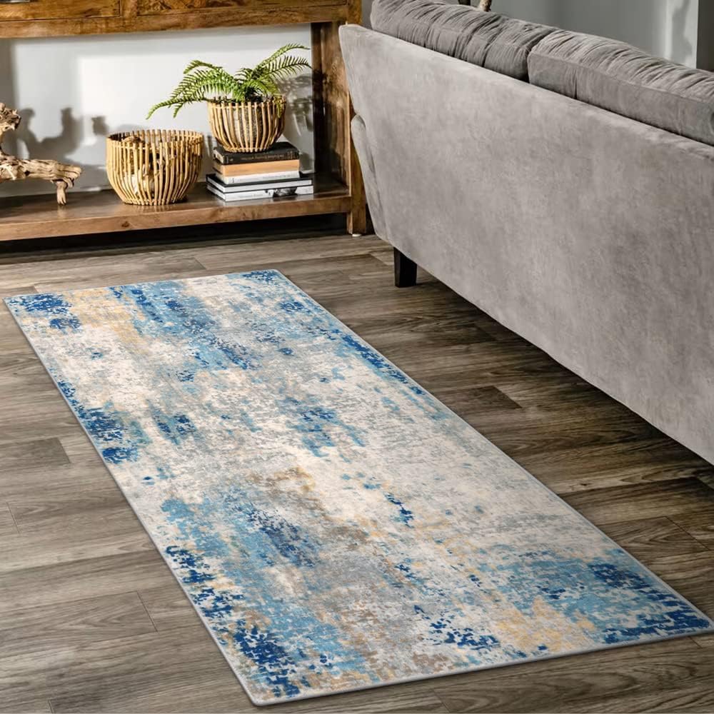 Lahome Modern Abstract Living Room Rug 8x10, Washable 8x10 Area Rugs for Bedroom Stain Resistant Non Slip, Large Red Soft Indoor Carpet for Dining Room Table Home Decor