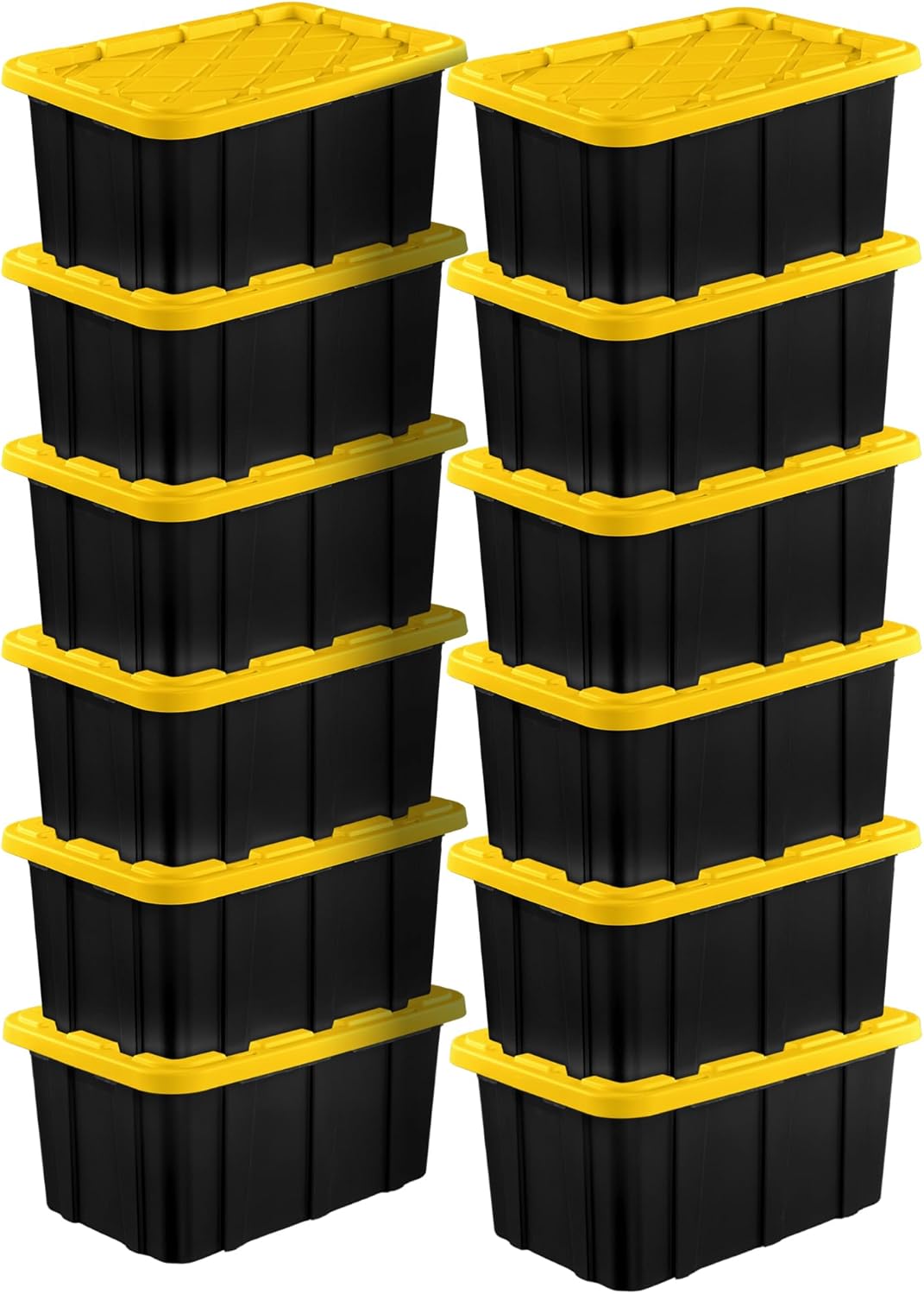 Sterilite 6-Pack Industrial Tote, Plastic Storage Container Bins with Lids, 27 Gallon - Heavy-Duty Organizing Containers for Closet, Bathroom, and Office