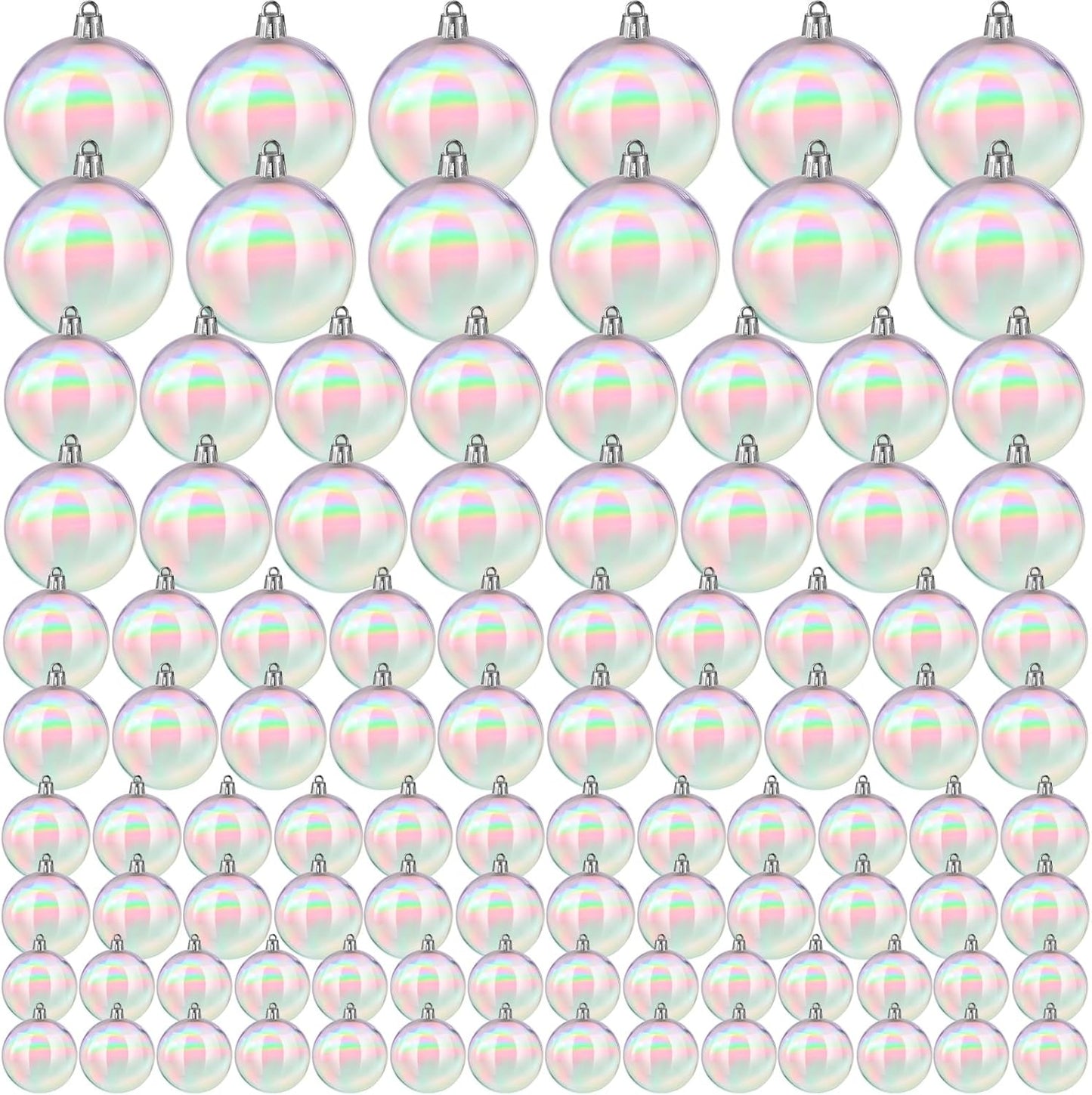 Shappy 50 Pcs Christmas Iridescent Ornaments Halloween, Transparent DIY Shatterproof Hanging Rainbow Ball Christmas Ornament 5 Different Sizes for Party, Wedding, Home Decor (Clear)