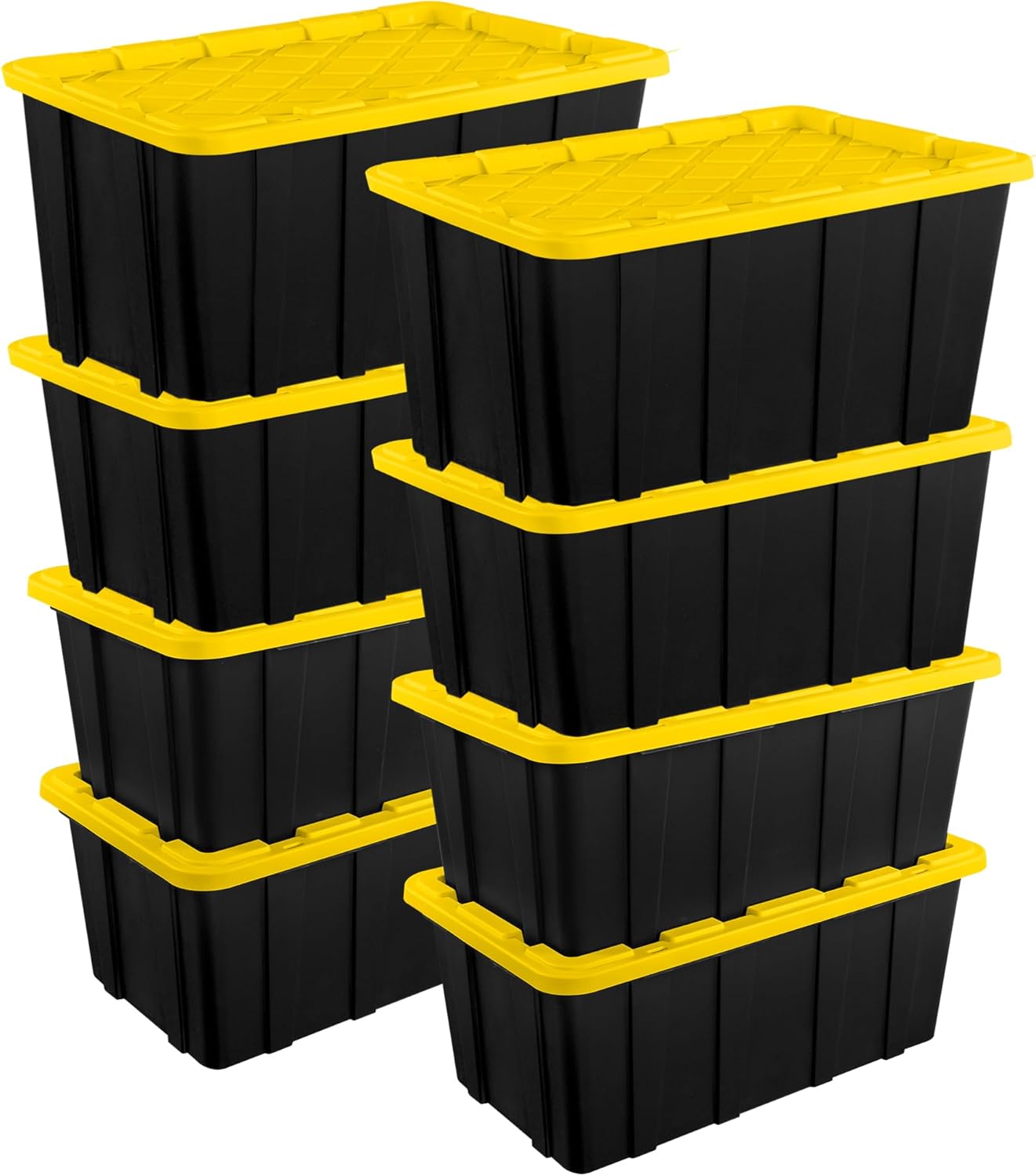 Sterilite 6-Pack Industrial Tote, Plastic Storage Container Bins with Lids, 27 Gallon - Heavy-Duty Organizing Containers for Closet, Bathroom, and Office
