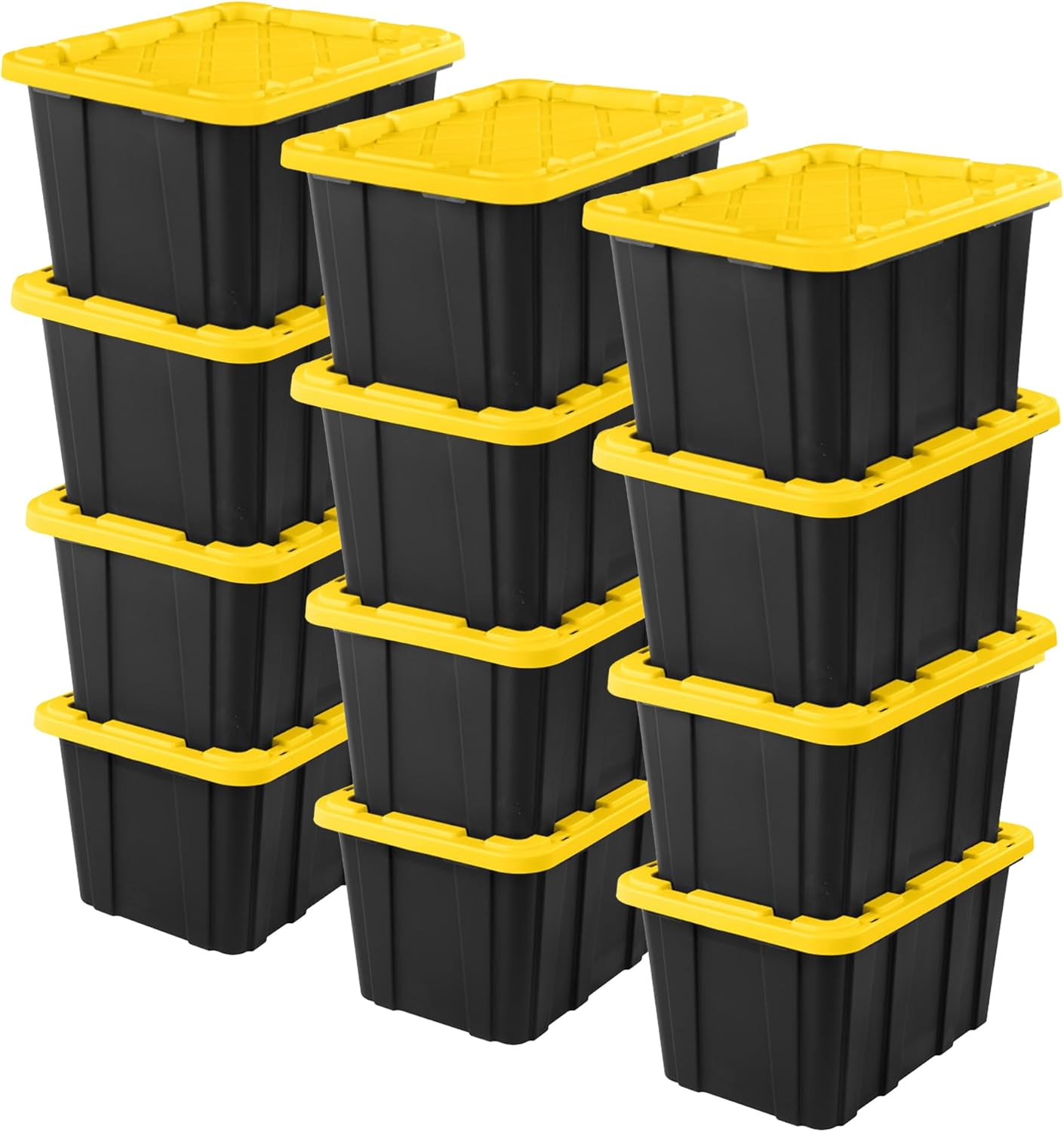 Sterilite 6-Pack Industrial Tote, Plastic Storage Container Bins with Lids, 27 Gallon - Heavy-Duty Organizing Containers for Closet, Bathroom, and Office