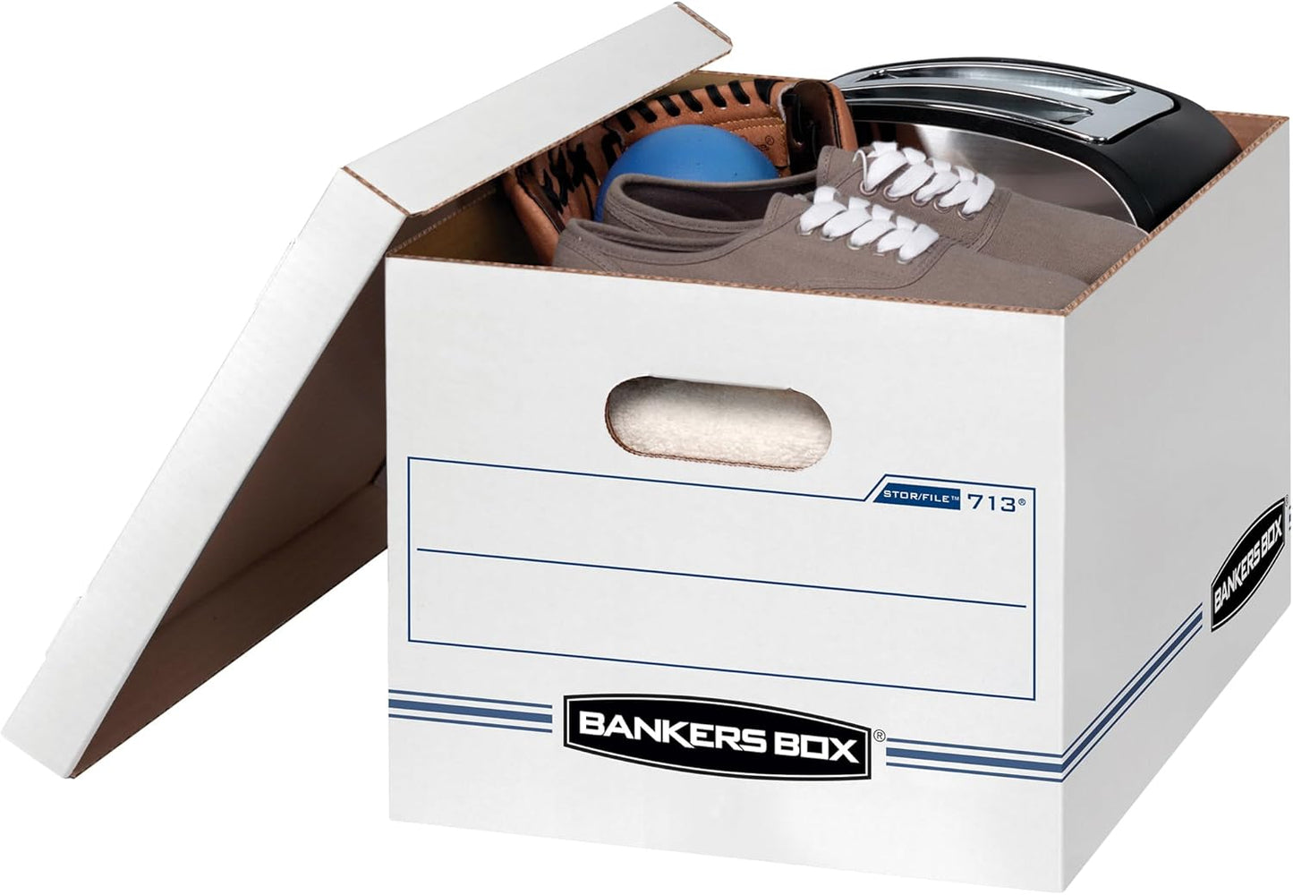 Bankers Box 6 Pack (0071303) STOR/FILE Basic Duty File Storage Boxes, Standard Assembly, Lift-off Lid, Letter/Legal, White/Blue