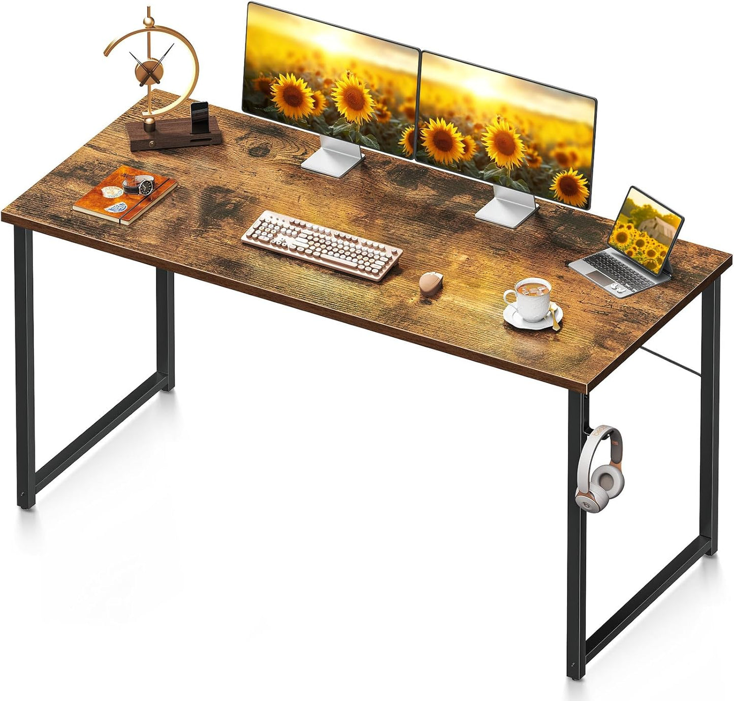 Coleshome 48 Inch Computer Desk, Modern Simple Style Desk for Home Office, Study Student Writing Desk, Vintage