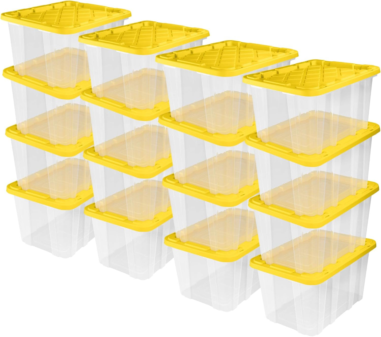 Sterilite 6-Pack Industrial Tote, Plastic Storage Container Bins with Lids, 27 Gallon - Heavy-Duty Organizing Containers for Closet, Bathroom, and Office