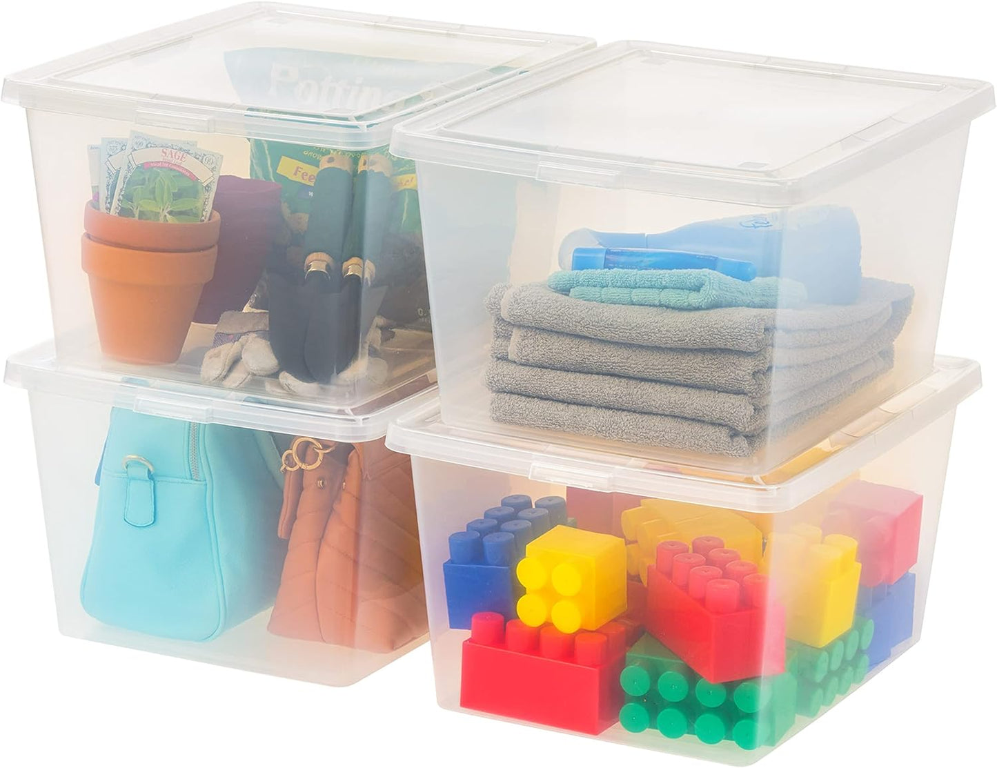 IRIS USA 20-Pack Storage Bins with Lids, 6 Quart, Shoe Boxes Clear Stackable Containers Organize Shoes Closet Shelves, Classroom Organization Teacher Tools, Game Storage - BPA-Free Plastic