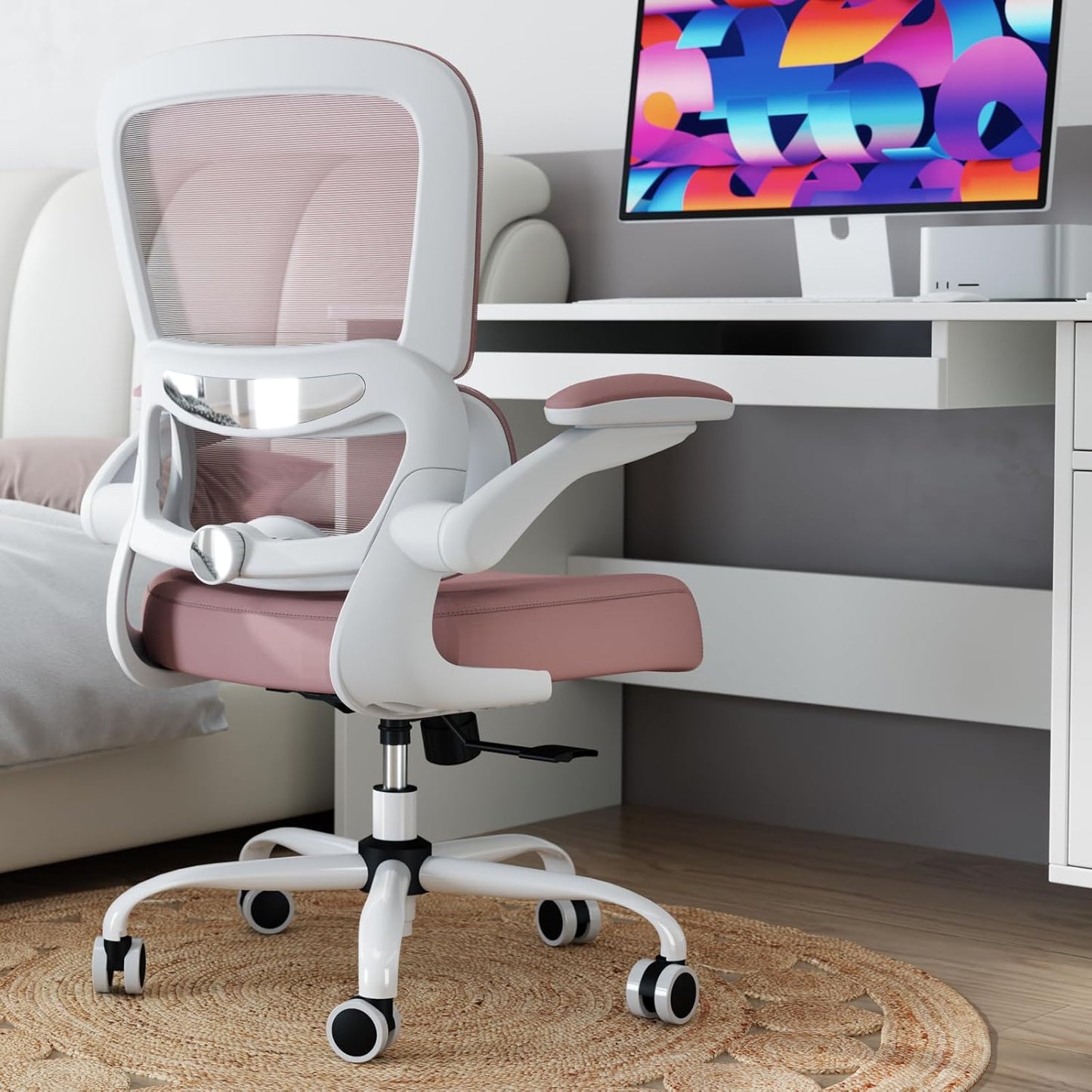 TRALT Office Chair - Ergonomic Desk Chair with Adjustable Lumbar Support, Mesh Computer Chair, Executive Chairs for Home Office Comfortable Lumbar Support (Black)