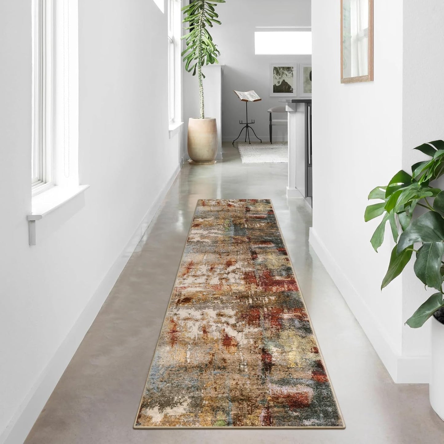 Lahome Modern Abstract Living Room Rug 8x10, Washable 8x10 Area Rugs for Bedroom Stain Resistant Non Slip, Large Red Soft Indoor Carpet for Dining Room Table Home Decor