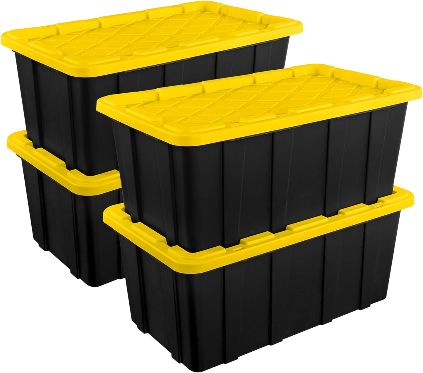 Sterilite 6-Pack Industrial Tote, Plastic Storage Container Bins with Lids, 27 Gallon - Heavy-Duty Organizing Containers for Closet, Bathroom, and Office