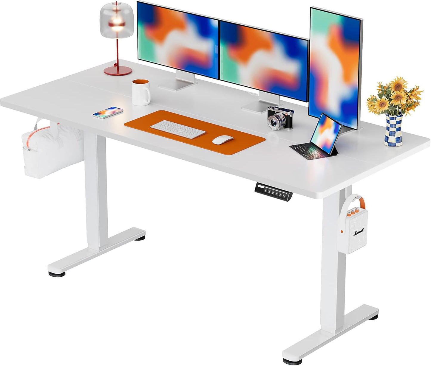 ErGear Height Adjustable Electric Standing Desk, 47.2 x 23.6 Inches Sit Stand up Desk, Memory Computer Home Office Desk with Two-Piece Desktop (Black)